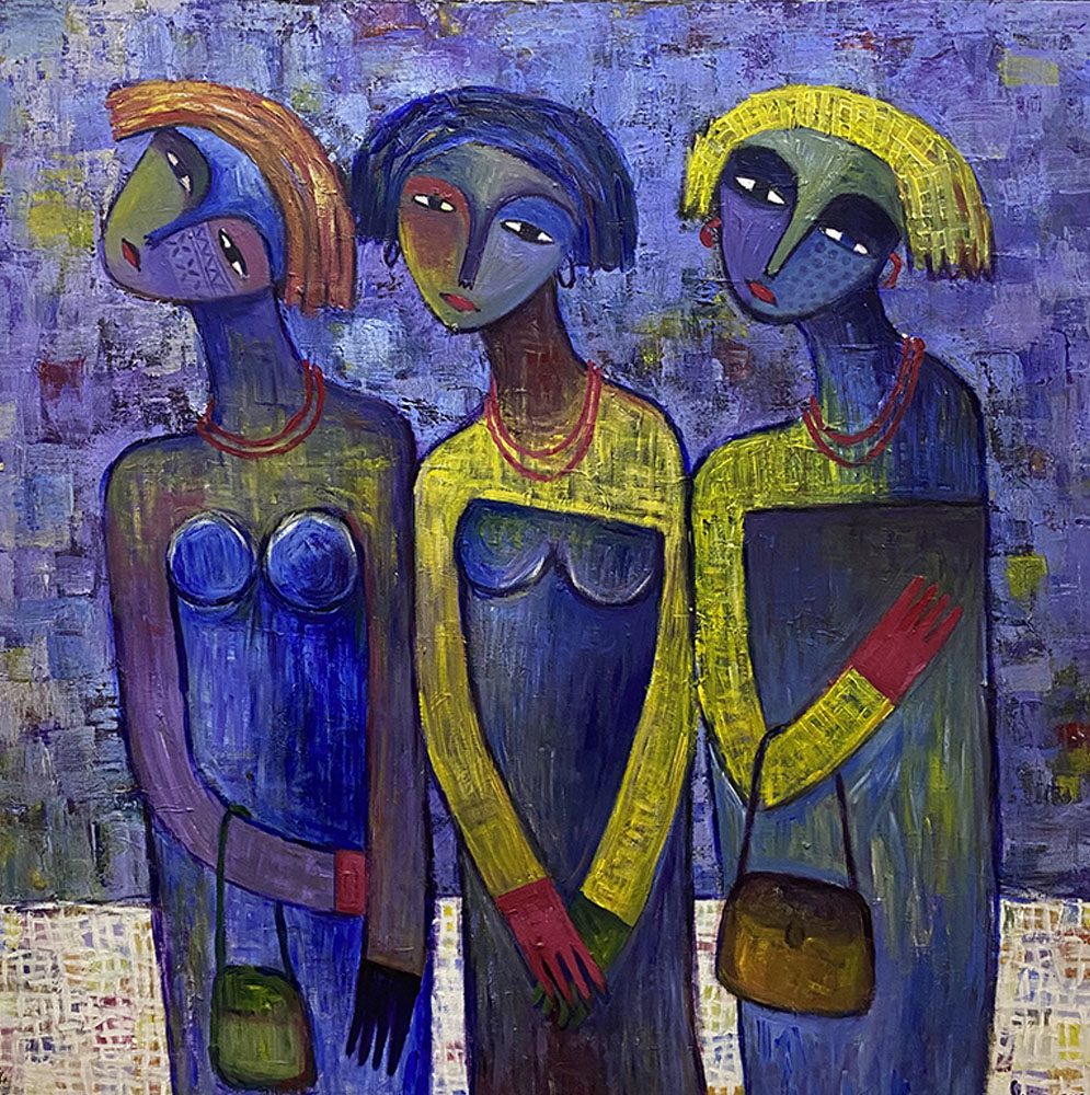 Three African Ladies - 2013 - Acrylic on canvas - 48 x 48 Inches​