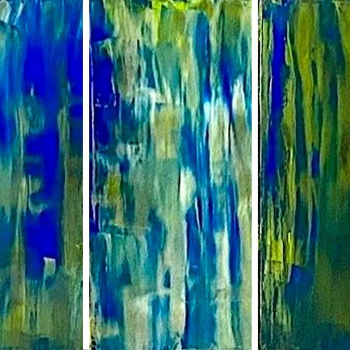 Paul Andrew's Works Adire Prints Series I (Triplets) - 2020 - Oil On Canvas - 2Ft X 2Ft