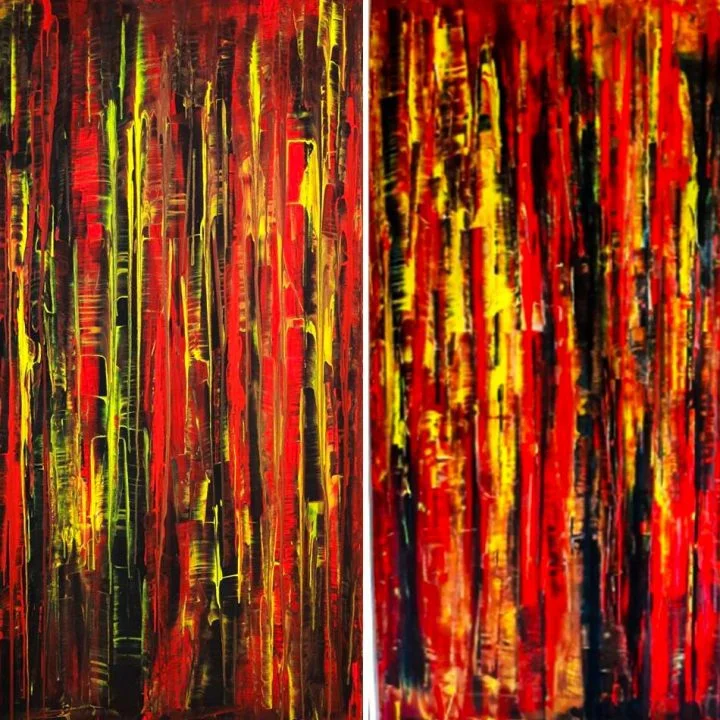 Paul Andrew's Works Lava Flow (Twin) - Gift Of Nature Series - 2020 - Acrylic On Canvas - 5Ft X 7Ft