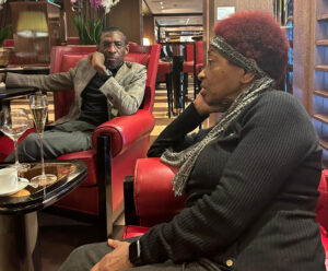 Conversation with Bonnie Greer OBE, Lanre Olagoke MBE and a friend Conor McCreedy on Contemporary African Art Museum in London. Hosted by Olusegun Paul Andrew at 45 Parklane London