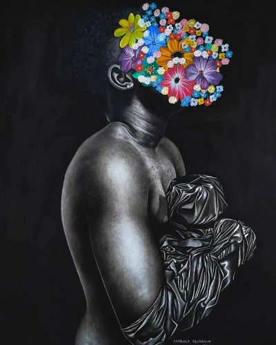 Damilola Olusegun - Déja Vu 3 - 2021 - Charcoal & Acrylic on Canvas - 5 x 7Ft